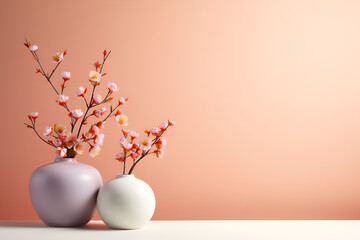 Obraz na płótnie Canvas cherry blossom branches in vase spring colors