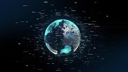 Global Artificial Intelligence Matrix Grid - Powered by Adobe