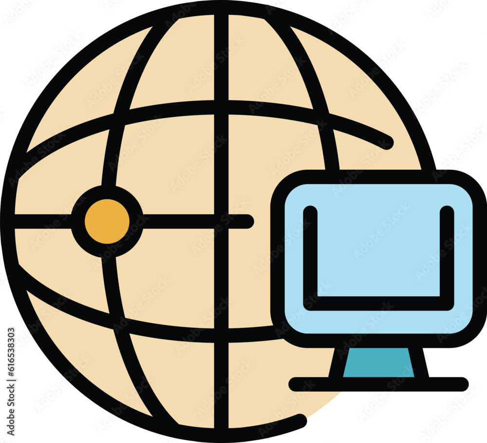 Poster global internet icon. outline global internet vector icon for web design isolated on white backgroun
