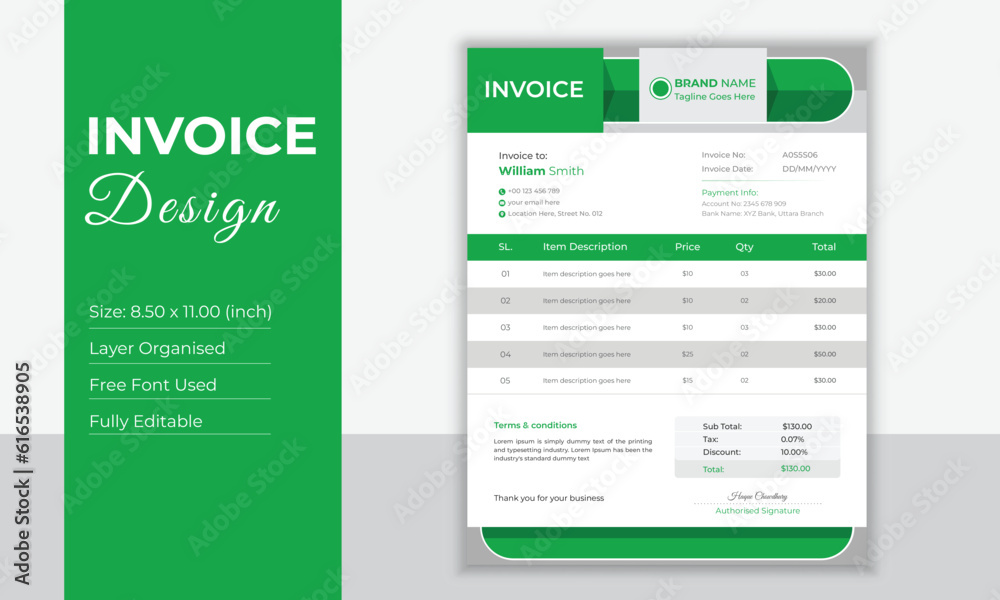 Wall mural invoice design template for business.