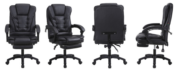 Premium black leg rest office chair, ergonomic office chair with footrest, armrests and headrest...