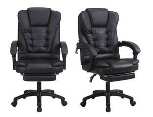 Premium black leg rest office chair, ergonomic office chair with footrest, armrests and headrest...