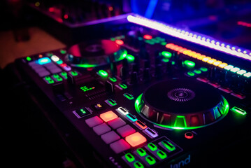 Music Background DJ Night Club Deejay Record Player Blurred Crowd Dancing
