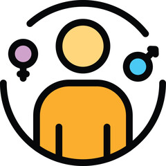 Gender identity freedom icon. Outline Gender identity freedom vector icon for web design isolated on white background color flat