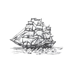 handdrawn sailing ship illustration, sailing ship drawing, sea, elements, marine illustrations, sea, ocean, water, sailing ship tattoo