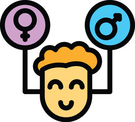 Gender identity boy think icon. Outline Gender identity boy think vector icon for web design isolated on white background color flat