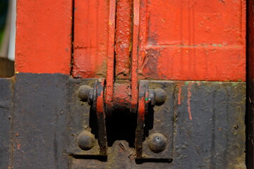 Red-black railcar connector in the train