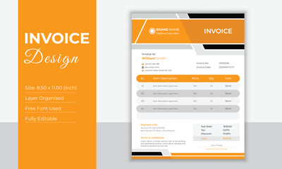 Invoice design template for business.