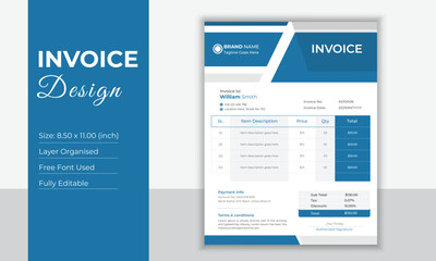 Invoice design template for business.