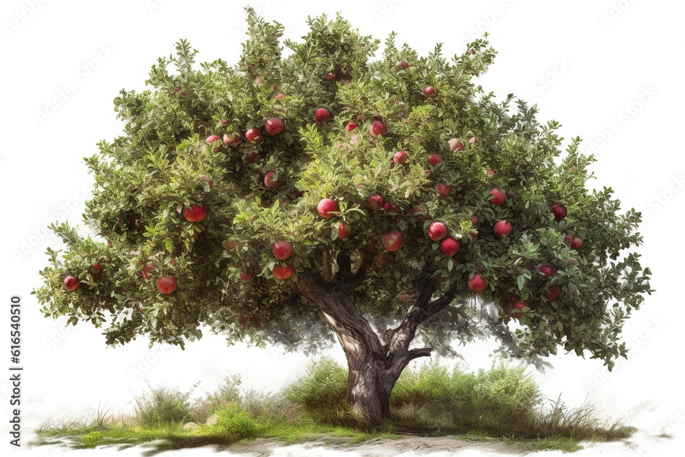 Poster apple tree isolated on white background. generated by ai