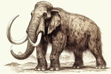 mammoth isolated on white background. Generated by AI - obrazy, fototapety, plakaty