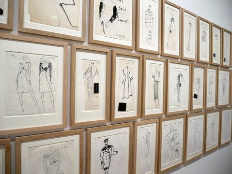 Yves Saint Laurent, french haute couture, Paris : designer's research sketches