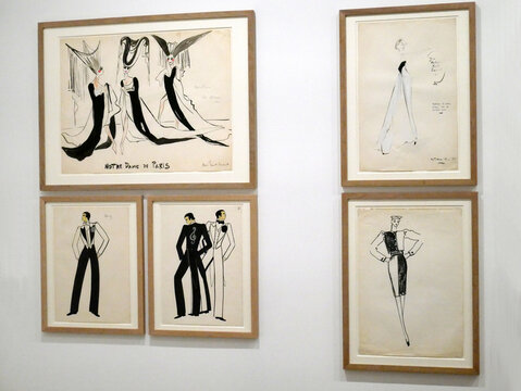 Yves Saint Laurent, french haute couture, Paris, "shapes" : designer's research sketch