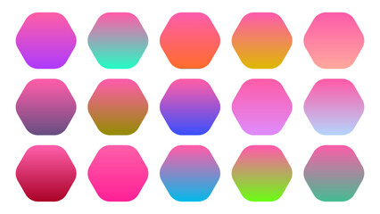 Colorful Bubblegum Color Shade Linear Gradient Palette Swatches Web Kit Rounded Hexagons Template Set