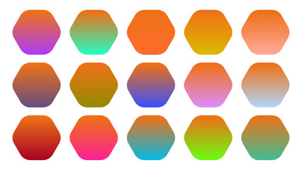 Colorful Carrot Color Shade Linear Gradient Palette Swatches Web Kit Rounded Hexagons Template Set