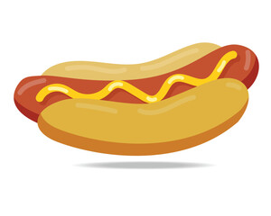 Hot Dog. Vector isolated fast-food illustration for posters, menus, brochures, web and icons.