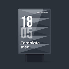 Vector realistic сitylight mockup isolated on dark background. Vertical outdoor lightbox with modern creative advertising template. Commercial advertisement panel.