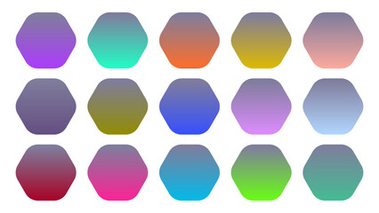 Colorful Flint Color Shade Linear Gradient Palette Swatches Web Kit Rounded Hexagons Template Set