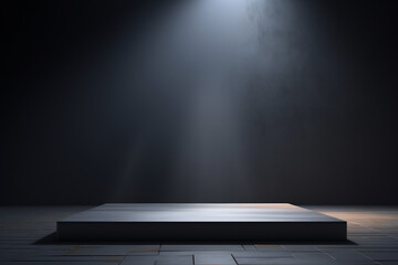 Darkroom background with a platform to showcase, product products marketing concept