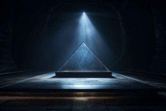 Darkroom background with a platform to showcase, product products marketing concept