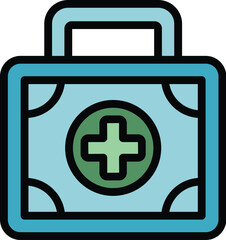 Obraz premium First aid kit icon. Outline First aid kit vector icon for web design isolated on white background color flat
