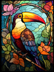 Obraz premium A Stained Glass Window of a Toucan | Generative AI
