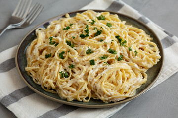 Homemade Linguine Alfredo Pasta Ready to Eat