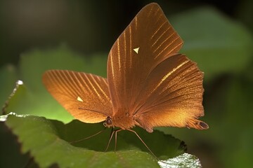 Obraz premium butterfly perched on a vibrant green leaf. Generative AI