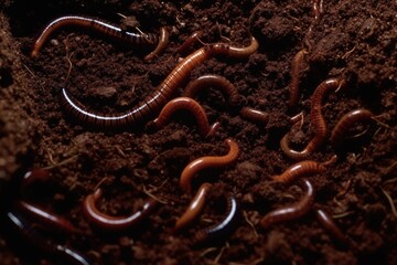 Obraz premium Illustration of worms wriggling in soil
