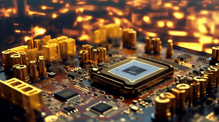 Fototapeta na wymiar Futuristic rendering of a computer circuit board.
