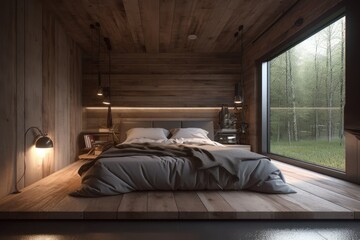 cozy bedroom with a comfortable bed and a scenic window view
