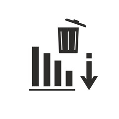 reducing discarded garbage icon, decrease waste,  vector illustration