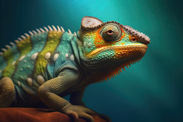 Fototapeta premium Beautiful chameleon animal generative ai