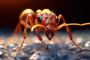 Fototapeta premium Red fire ant, generative ai