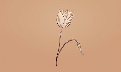  a single white flower on a pink background with a brown background.  generative ai