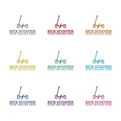 Kick scooter logo template icon. Color set