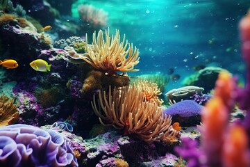 Vibrant colors and diversity of marine life in a coral reef, Generative ai