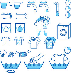 Washing powder and laundry  vector icons set. Can be used in packaging design - 616546730
