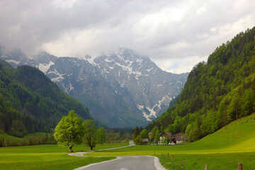 Beautifull Logar valley or Logarska dolina park, Slovenia, Europe