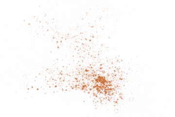 Pile cinnamon powder isolated on white, with top view