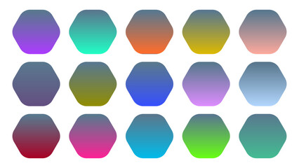 Colorful Stone Color Shade Linear Gradient Palette Swatches Web Kit Rounded Hexagons Template Set