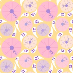 Cartoon autumn harvest seamless Halloween pumpkins pattern for wrapping paper and fabrics and linens