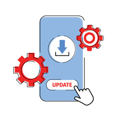 reboot. update. smartphone update. button. click on the update button. vector illustration. on a white background. there is animation. smartphone. settings. loading. . click with the cursor