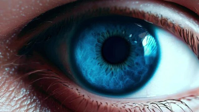 Cinemagraph of blue color eyeball with the part of the eye moving