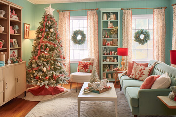 Obraz premium christmas tree in room Ai generative