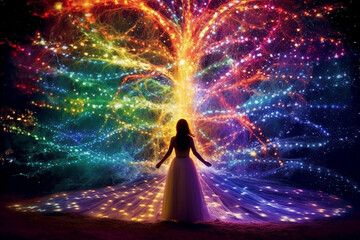 abstract christmas tree with lights Ai generative 