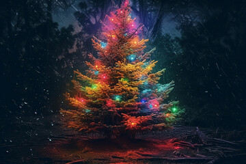 abstract christmas tree with lights Ai generative 