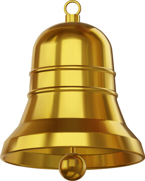 isolated gold bell. 3d bell realistic illustration