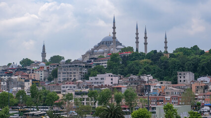 Istanbul Golden Horn metro bridge and Süleymaniye Mosque