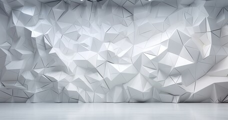 A white and gray space with 3d wall paper, in the style of distorted and fractured. Illustration AI Generative.